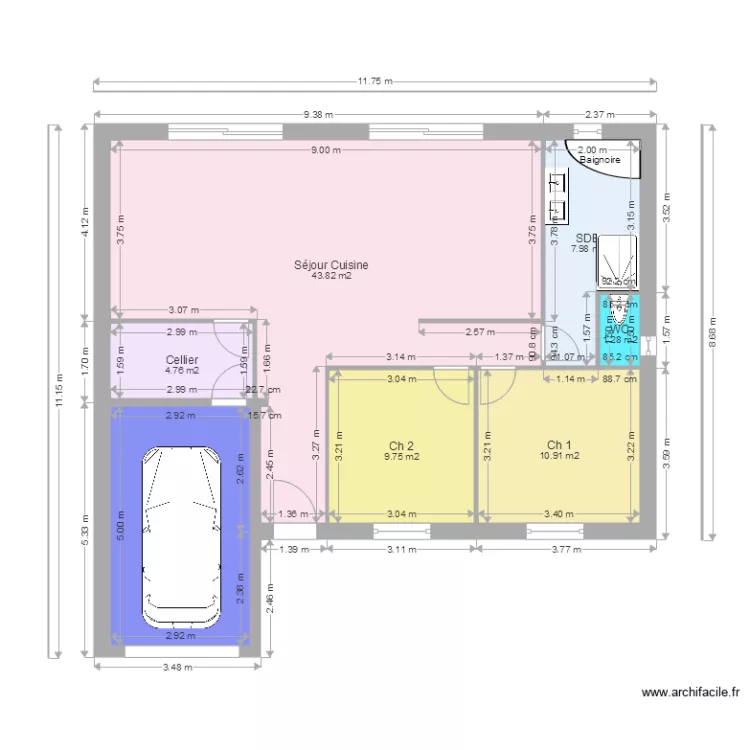 WEPPE CASSANT. Plan de 