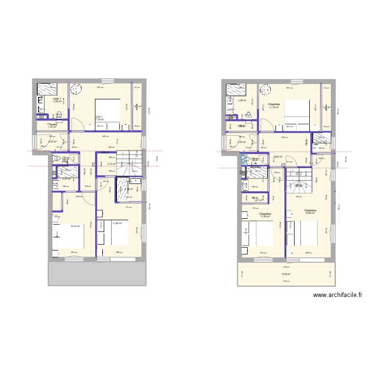Les Menuires Sur elevation V3. Plan de 95 pièces et 659 m2