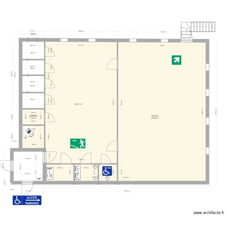 temple4. Plan de 3 pièces et 161 m2