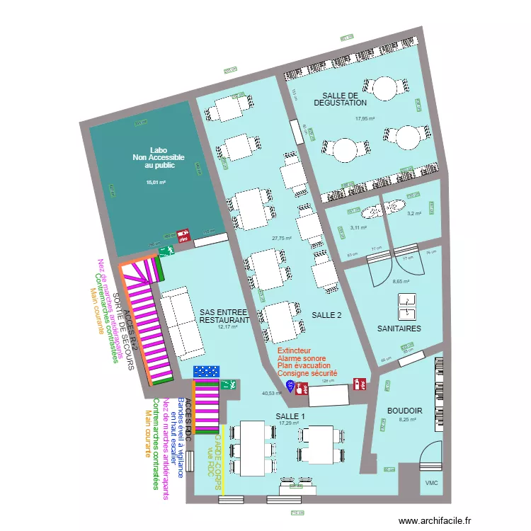 LES REMPARTS R1 APRES TRAVAUX. Plan de 