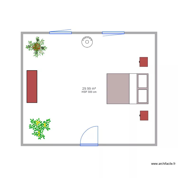 Plan chambre h&ocirc;te. Plan de 