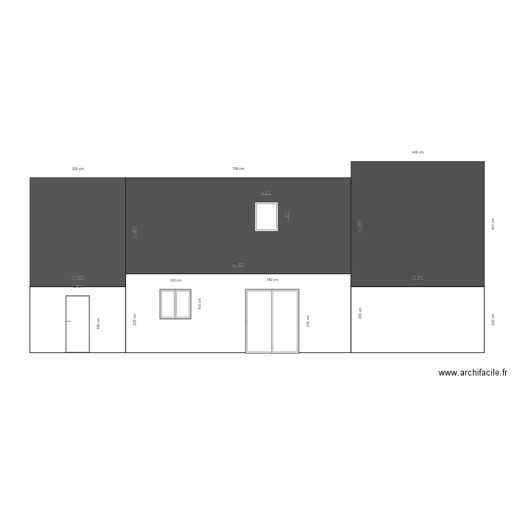 Plan facade extension nord (initial). Plan de 0 pièce et 0 m2