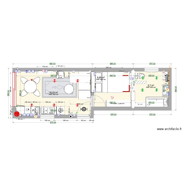 titre. Plan de 3 pièces et 29 m2