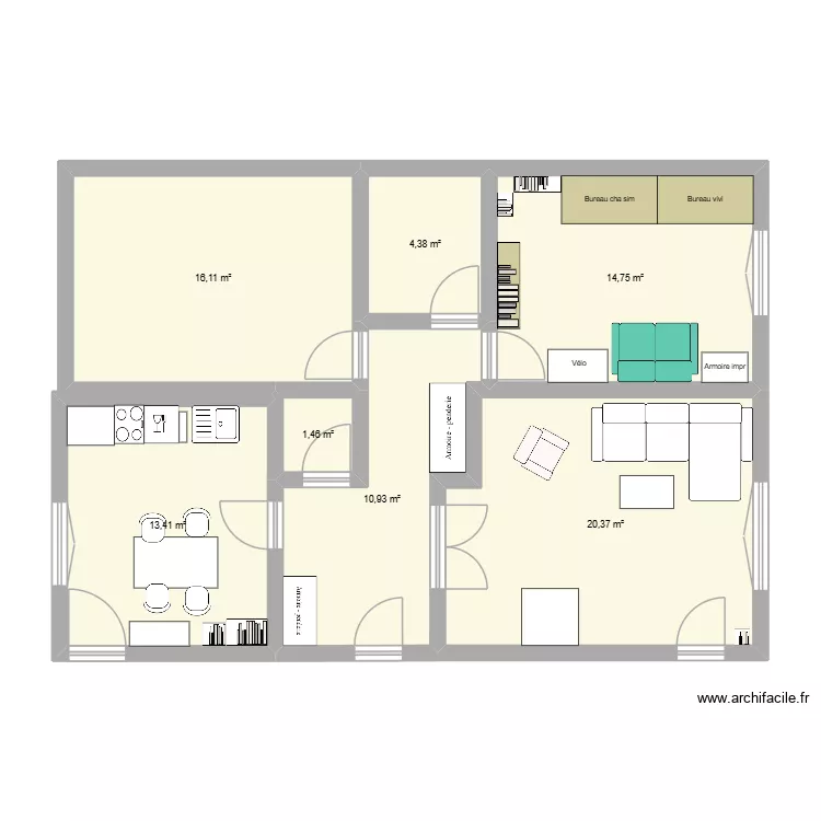 Ro appart V4. Plan de 7  et 81 m²