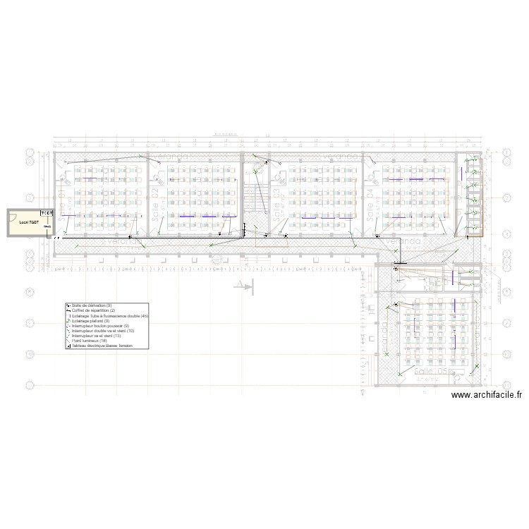 Eclairage RDC batiment SONARA. Plan de 0 pièce et 0 m2