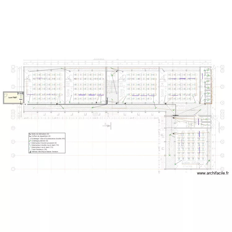 Eclairage RDC batiment SONARA. Plan de 0 pièce et 0 m2