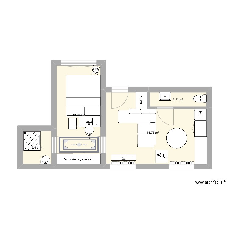 Appartement Paris 1. Plan de 4 pièces et 31 m2