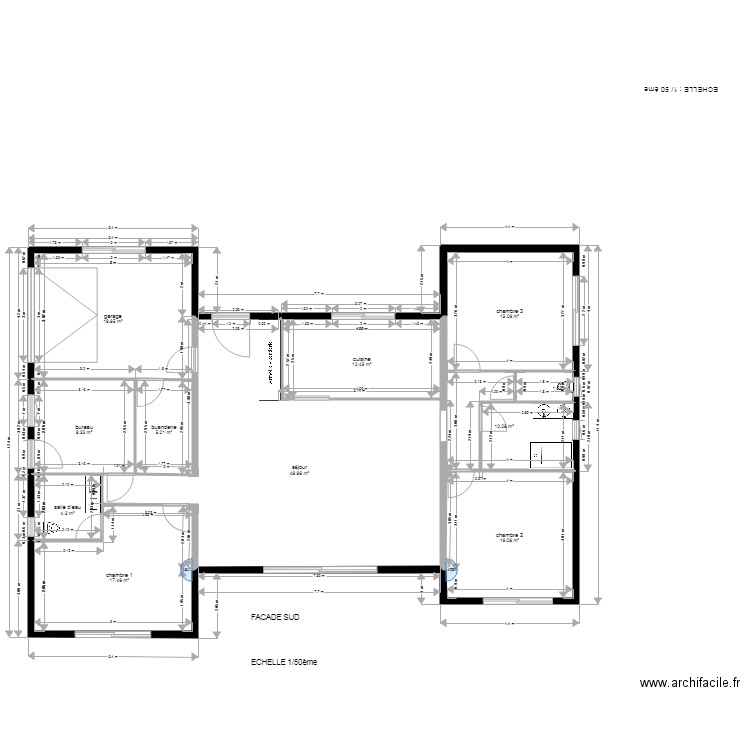 maison dernière version façade sud. Plan de 0 pièce et 0 m2