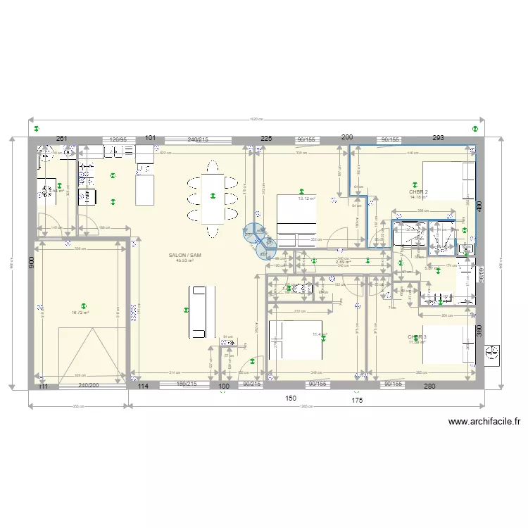 MAISON T5 FINAL avec Baignoire. Plan de 