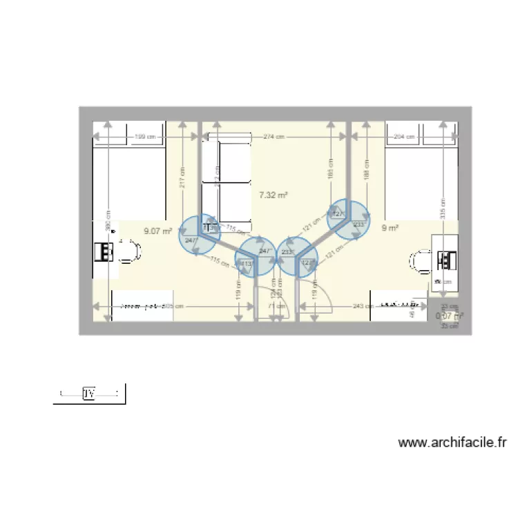 pi&egrave;ce principale coloc 2 bis. Plan de 