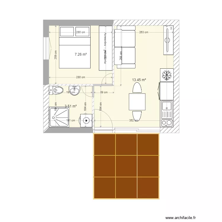 plan studio 30 m2. Plan de plan studio 30 m2. Plan de
