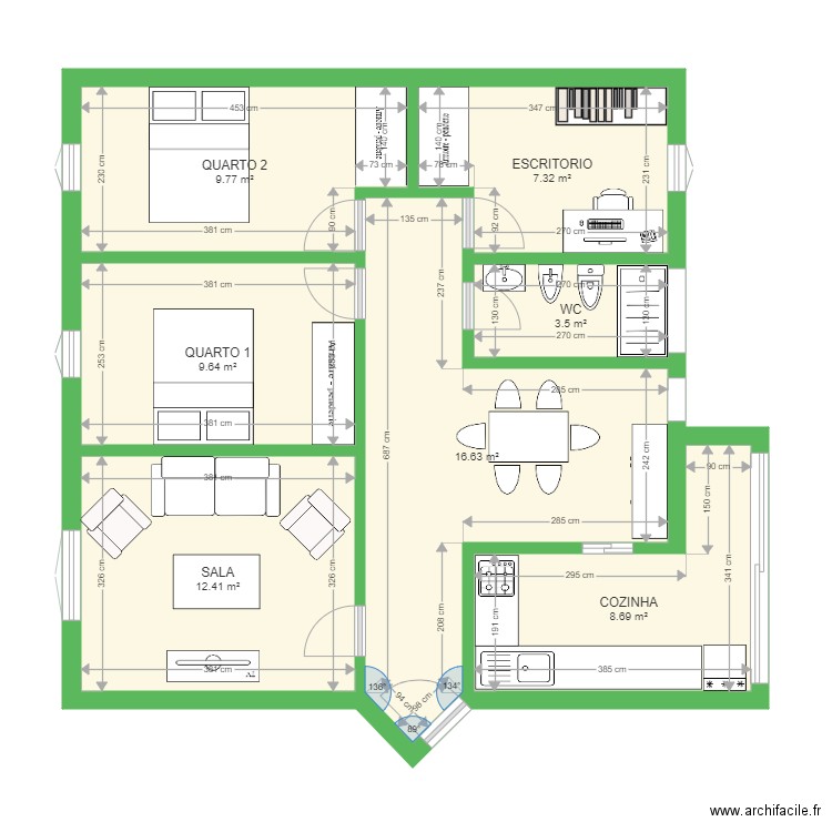 Tomás Alcaide 48 com medidas. Plan de 0 pièce et 0 m2