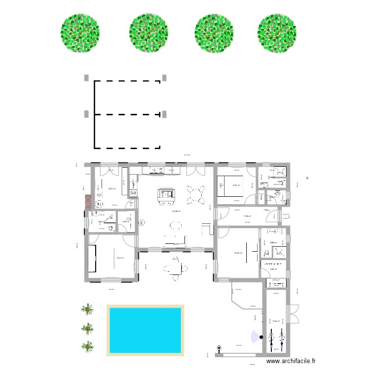 allemagne 3 terrain 25A. Plan de 14 pièces et 115 m2