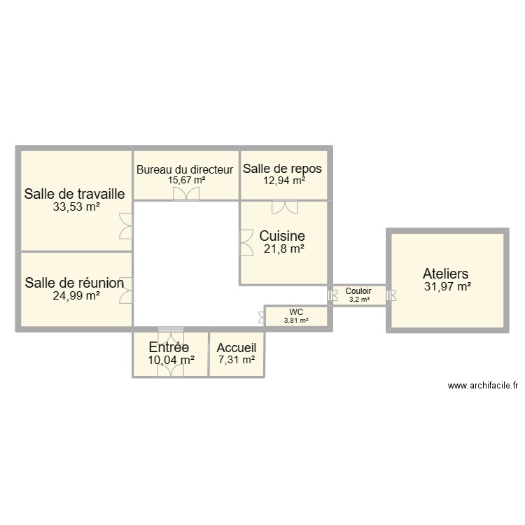 plan Entreprise architecture. Plan de 10 pièces et 165 m2