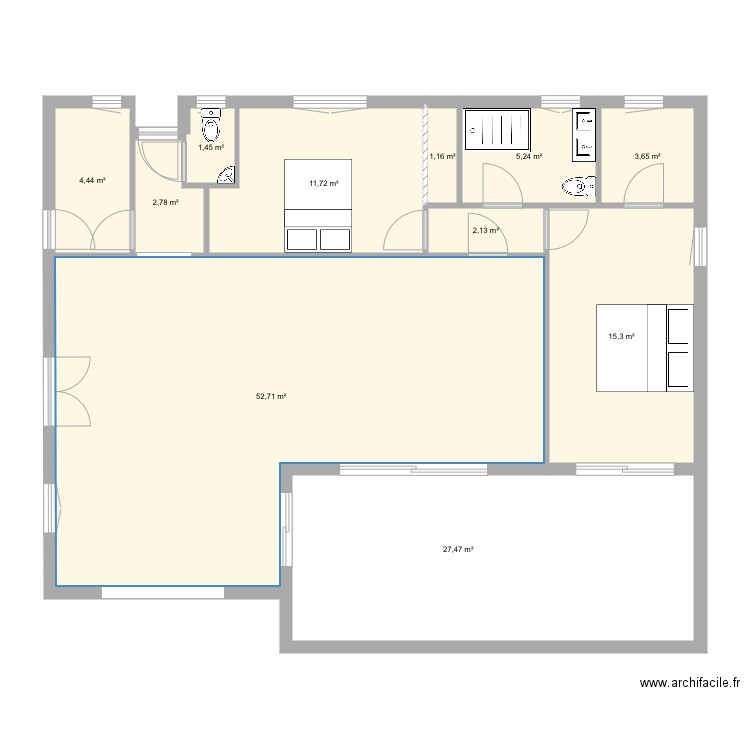 Maison idéale sans meuble version 100. Plan de 0 pièce et 0 m2