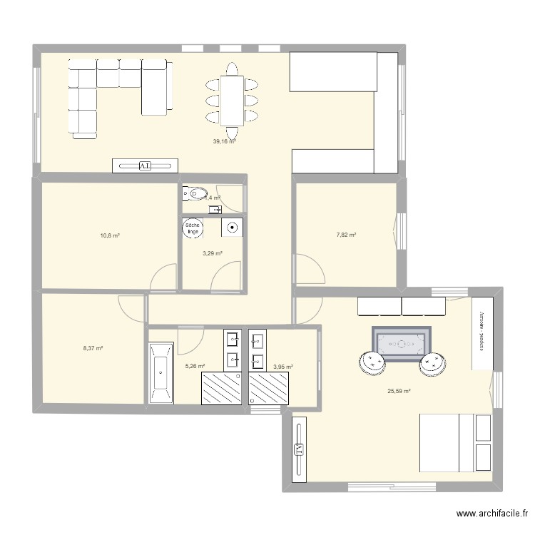 SBUIG. Plan de 9 pièces et 106 m2