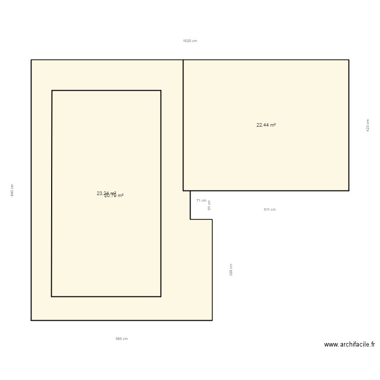 los masos. Plan de 3 pièces et 90 m2