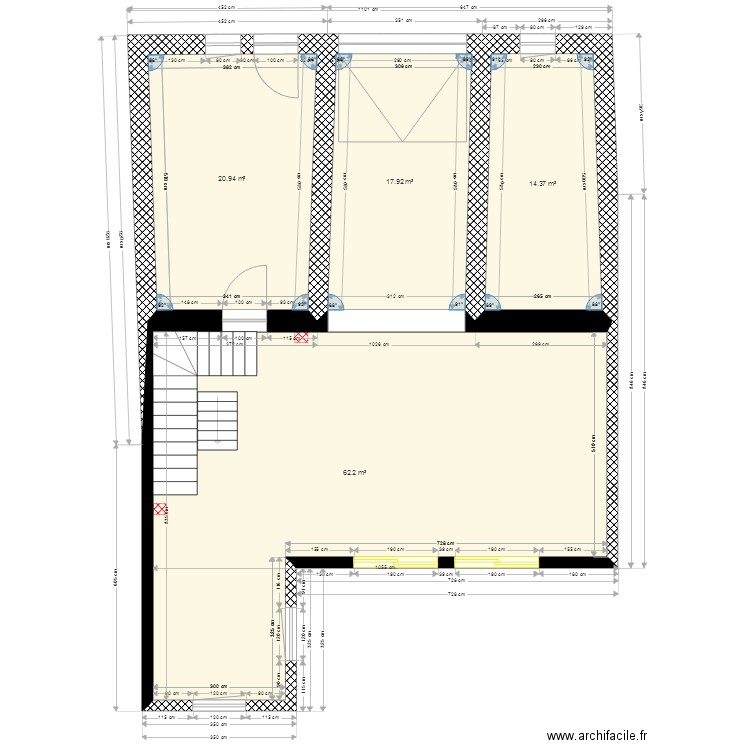 Plan initial RDC avec EXTENSION. Plan de 0 pièce et 0 m2