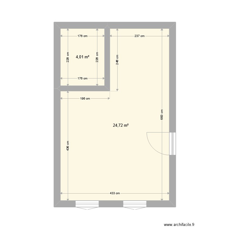 ste cecile. Plan de 2 pièces et 29 m2