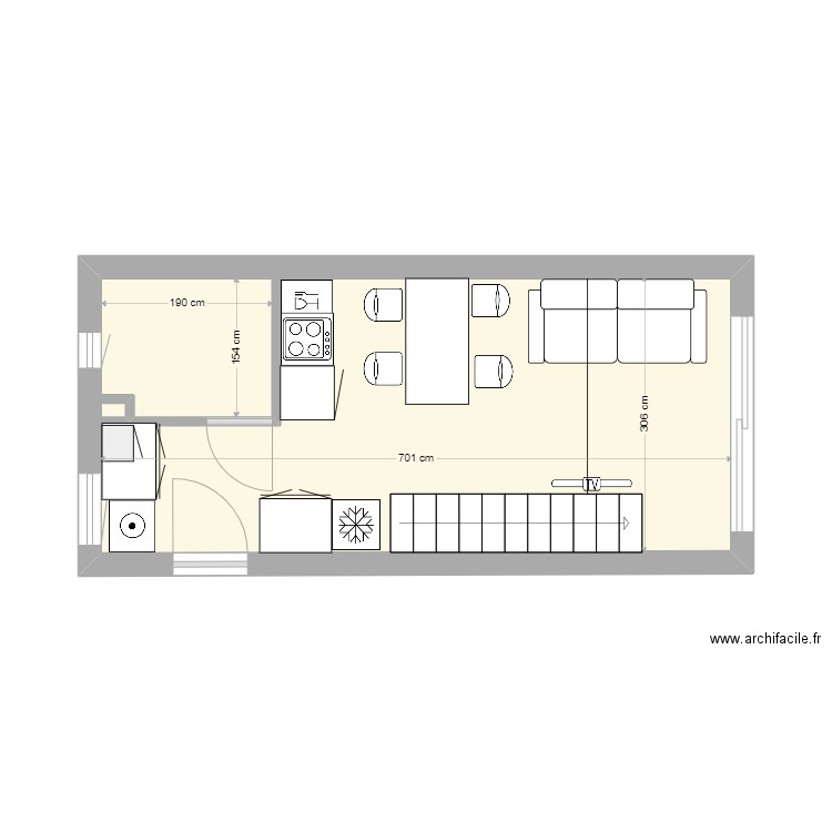 La LISCIA 2. Plan de 1 pièce et 21 m2