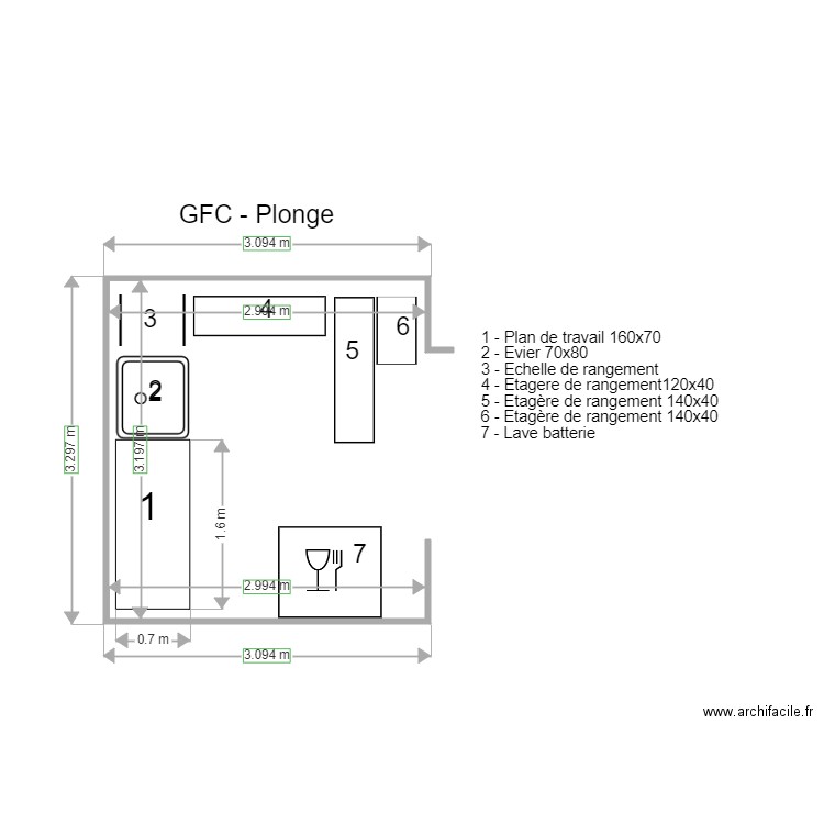 plonge. Plan de 0 pièce et 0 m2