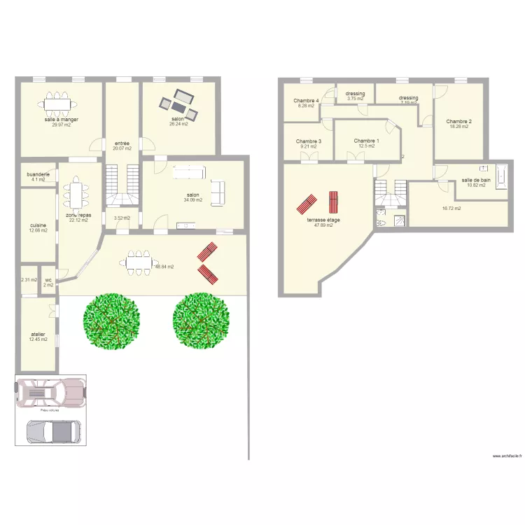 maison cerc rdc  etage 1. Plan de 