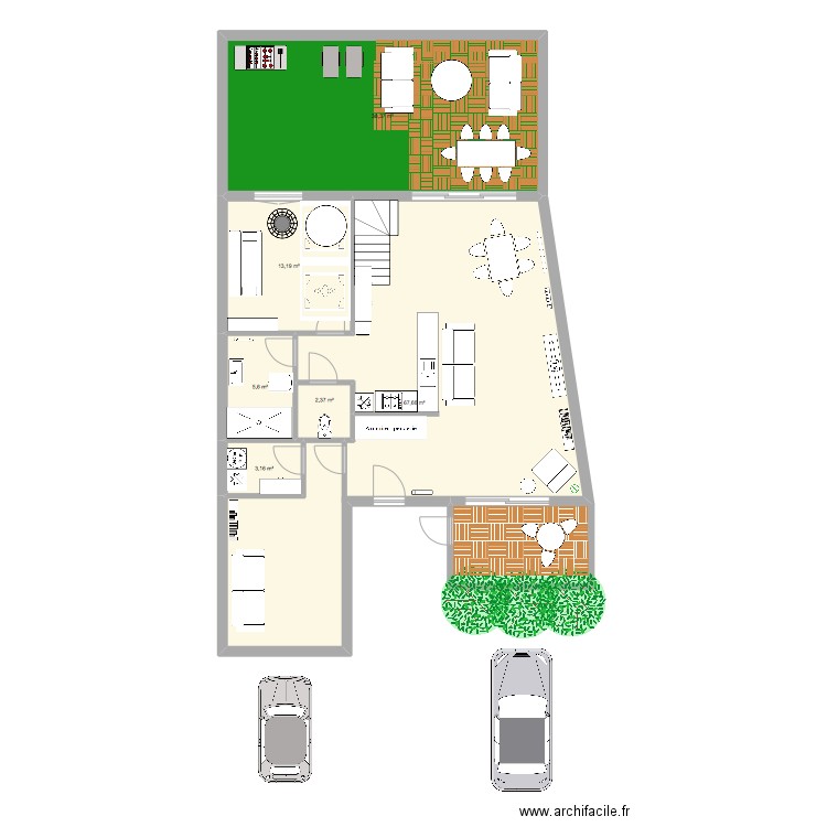 RDC PORNICHET. Plan de 6 pièces et 130 m2