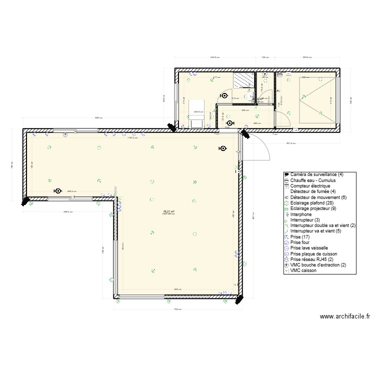 chikhi plan électrique rdc. Plan de 2 pièces et 102 m2