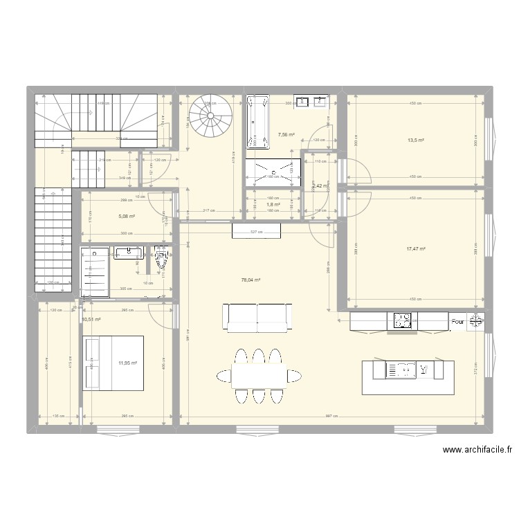 1er modif. Plan de 9 pièces et 148 m2