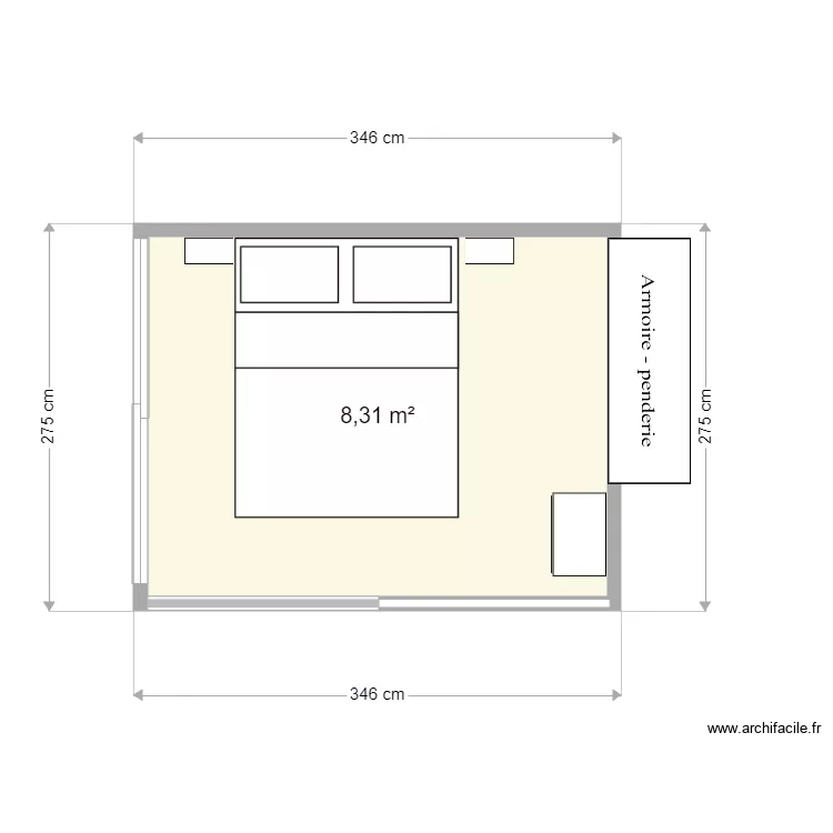 Espagne chambre parents meubl&eacute;es. Plan de 