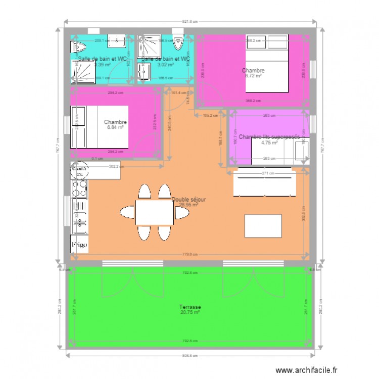 Plan 3 chambres 2 SDE GreenCottages 5529m2 int . Plan de 0 pièce et 0 m2