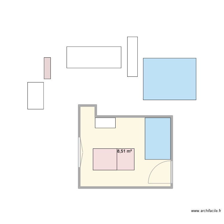 Bureau. Plan de 1 pièce et 9 m2