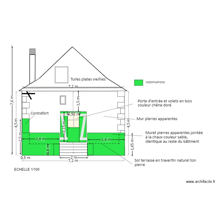 PLAN FACADE SUD RENOVEE. Plan de 0 pièce et 0 m2