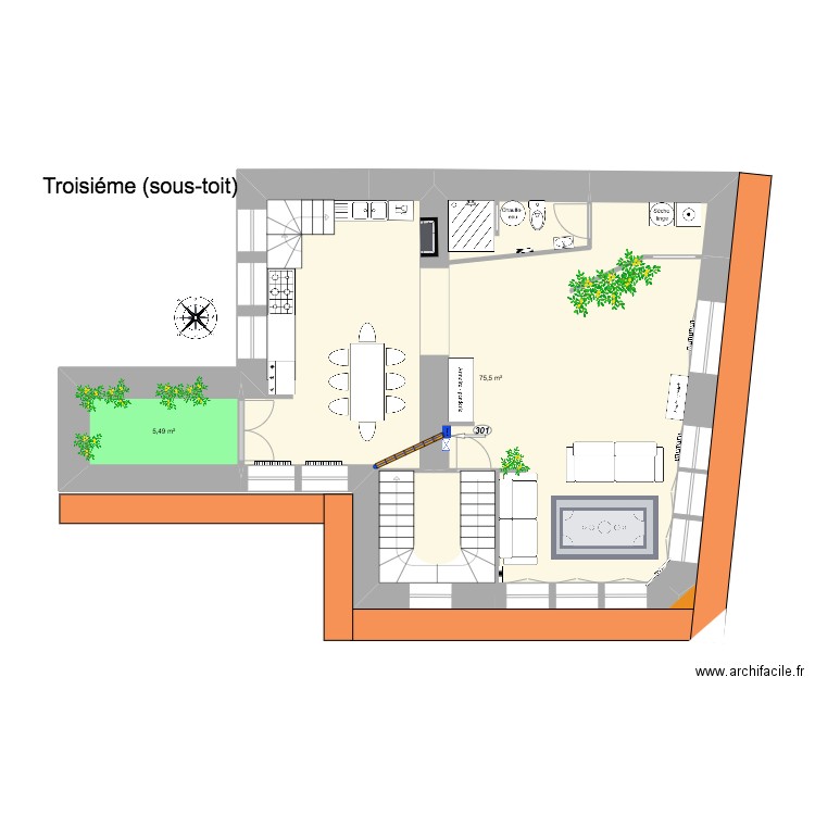 RAy 3ème étage. Plan de 0 pièce et 0 m2