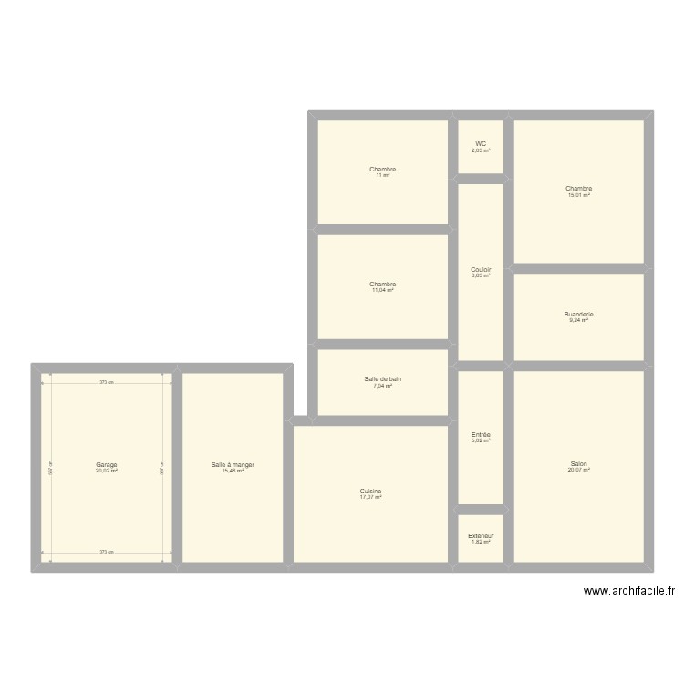 Maison Cahuzac . Plan de 13 pièces et 141 m2