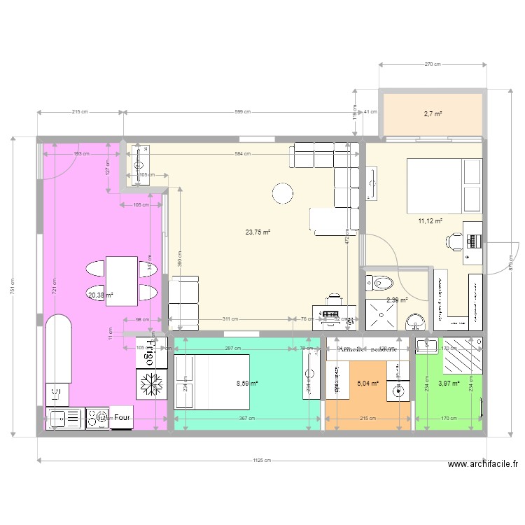 T3 vers RP 5. Plan de 8 pièces et 78 m2