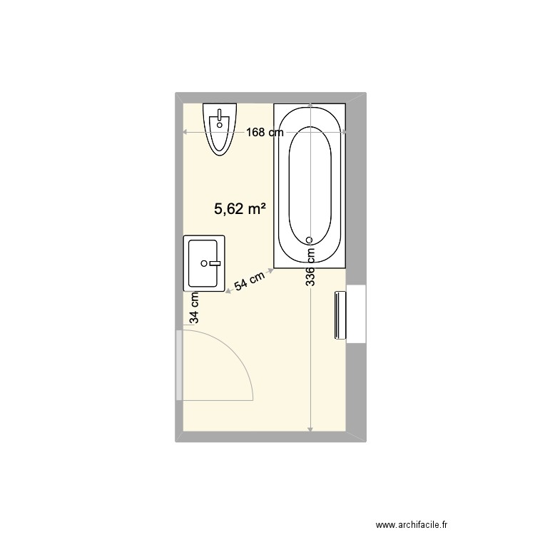 Plan sdb Itxassou. Plan de 1 pièce et 6 m2