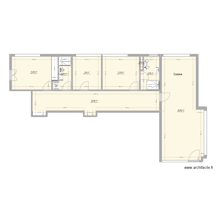 Collines 47 . Plan de 8 pièces et 102 m2