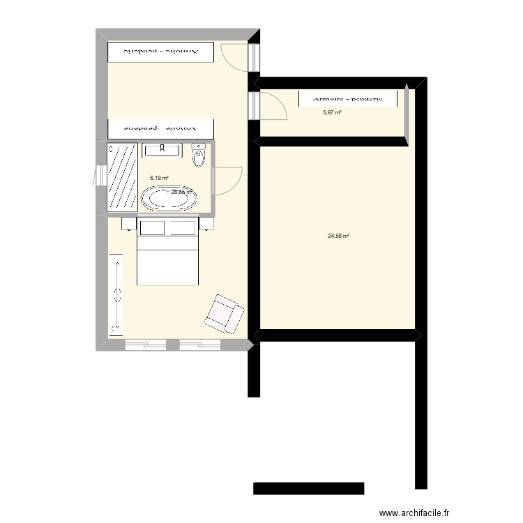 1er étage Alba 3. Plan de 4 pièces et 65 m2