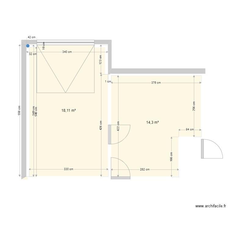 projet amenagement hall entree. Plan de 2 pièces et 32 m2