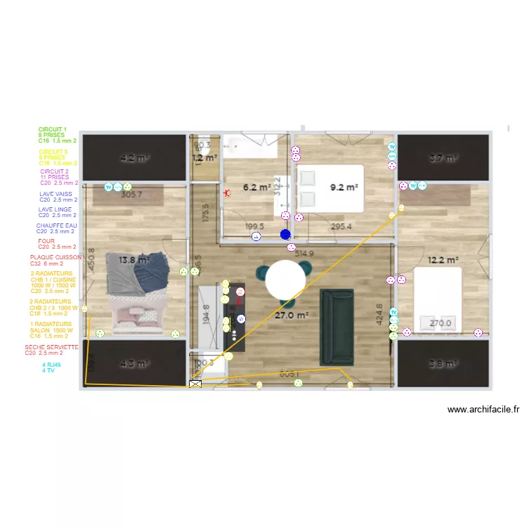 PLAN LOG ETAGE PRISE. Plan de 