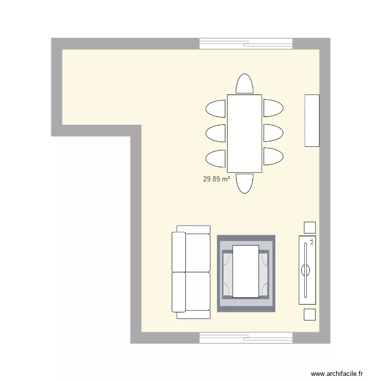 Salon Salle a manger maison. Plan de 
