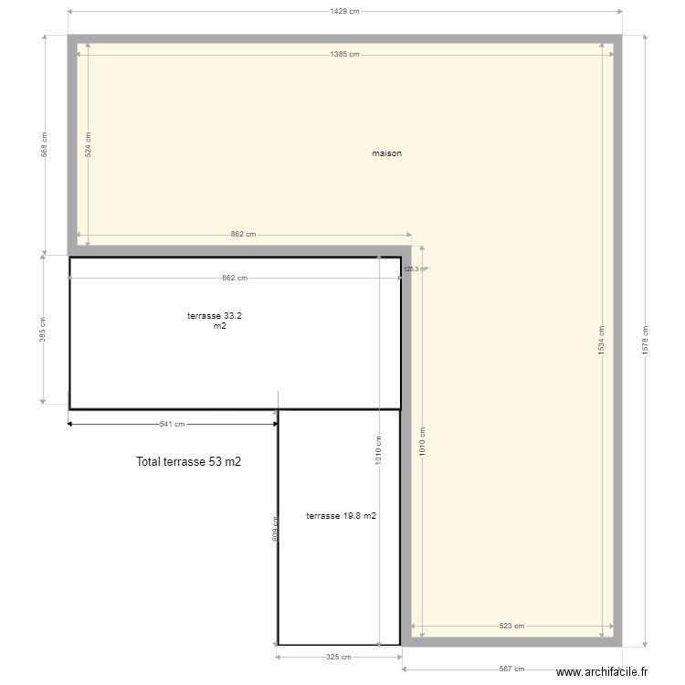 extension terrasse. Plan de 0 pièce et 0 m2
