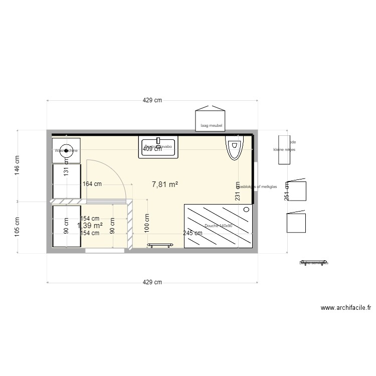 Hilde bk 2. Plan de 2 pièces et 9 m2