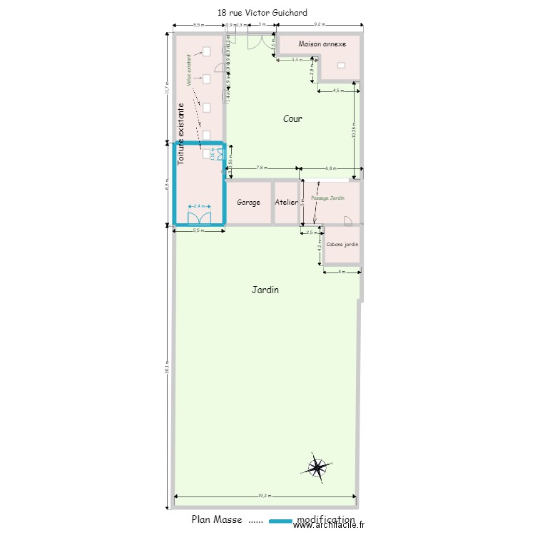 Plan Masse....modification . Plan de 9 pièces et 944 m2