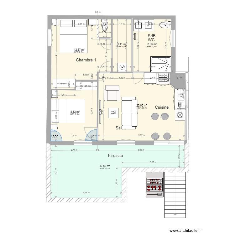 SCI Mont d Or 05 01 2022. Plan de 6 pièces et 69 m2