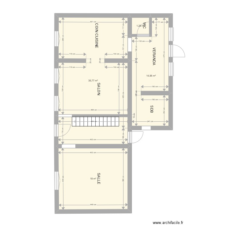 ginette RDC. Plan de 4 pièces et 70 m2