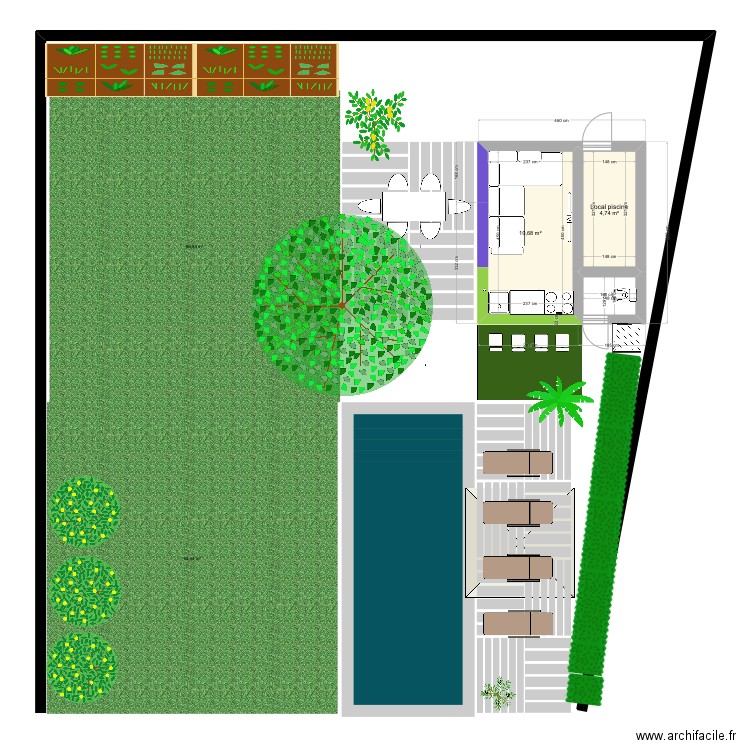 Plan pool house 3. Plan de 2 pièces et 15 m2