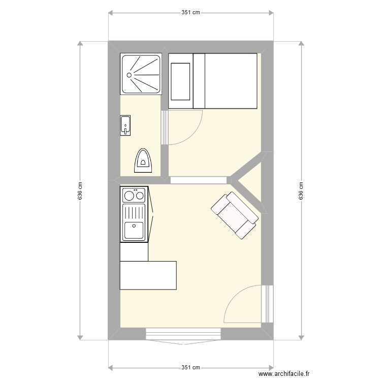 montenforest. Plan de 4 pièces et 17 m2