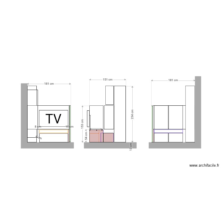 Meuble tv. Plan de 0 pièce et 0 m2